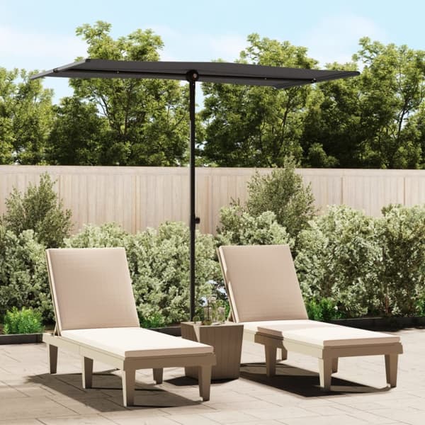 vidaXL Trädgårdsparasoll med aluminiumstång 180x110 cm antracit - Parasoll & solskydd
