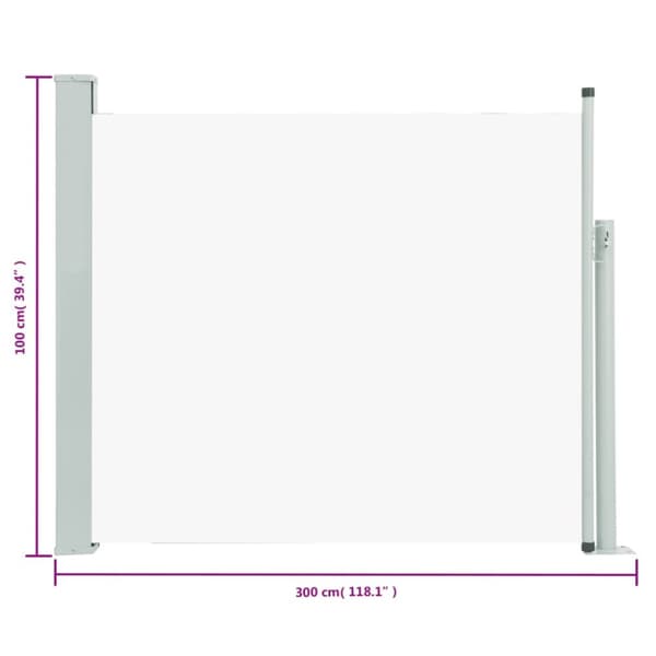 vidaXL Sisäänvedettävä terassin sivumarkiisi 100x300 cm kerma -  Päivän- & aurinkovarjot