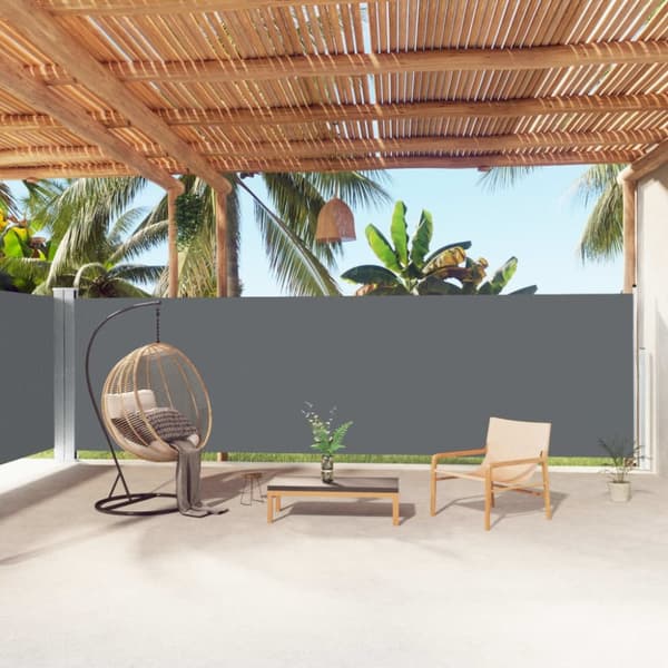 vidaXL Sisäänvedettävä sivumarkiisi antrasiitti 180x1000 cm - Päivän- & aurinkovarjot