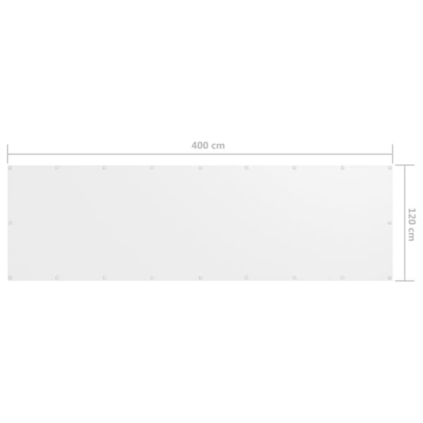 vidaXL Parvekkeen suoja valkoinen 120x400 cm Oxford kangas -  Päivän- & aurinkovarjot