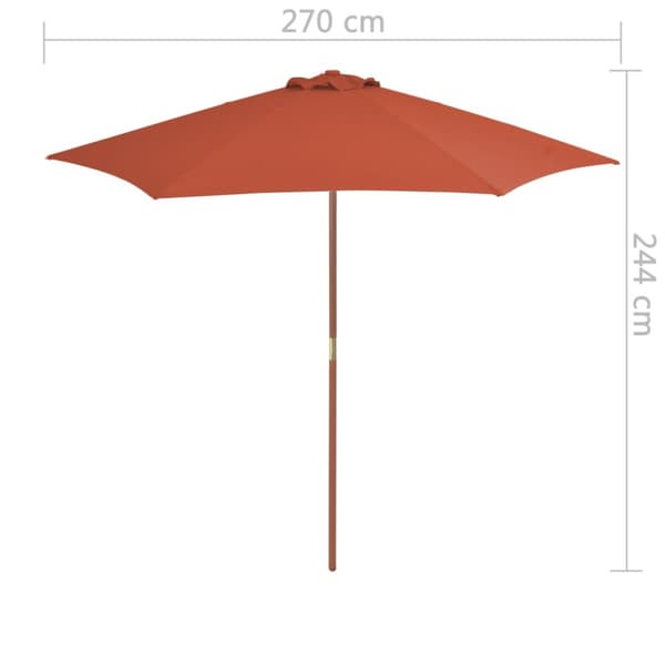 vidaXL Trädgårdsparasoll med trästång 270 cm terrakotta -  Parasoll & solskydd