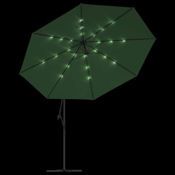 vidaXL Frihängande parasoll med LED metallstång 350 cm grön -  Parasoll & solskydd
