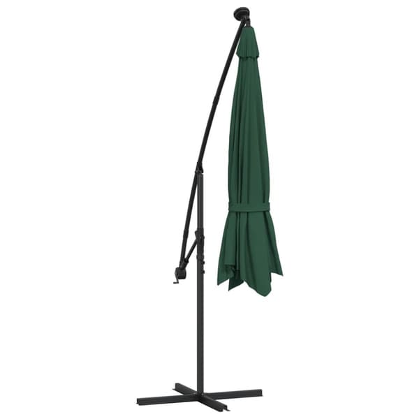 vidaXL Frihängande parasoll med LED metallstång 350 cm grön - Parasoll & solskydd