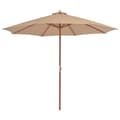 Miniatyrbillede 1 af 8: vidaXL udendørs parasol med træstang 300 cm gråbrun -  Parasoller og solskærme
