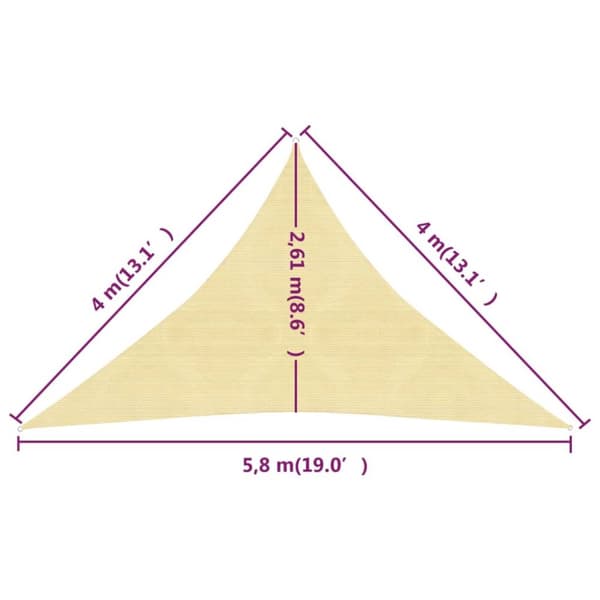 vidaXL Aurinkopurje 160 g/m² beige 4x4x5,8 m HDPE -  Päivän- & aurinkovarjot