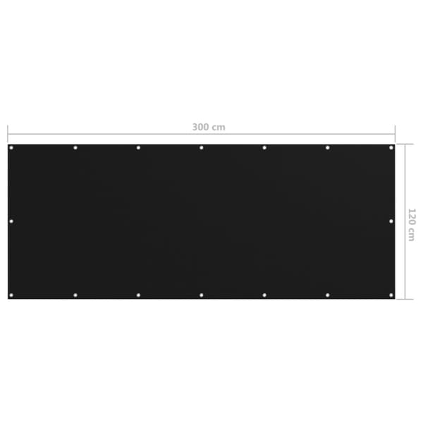 vidaXL Parvekkeen suoja musta 120x300 cm Oxford kangas - Päivän- & aurinkovarjot