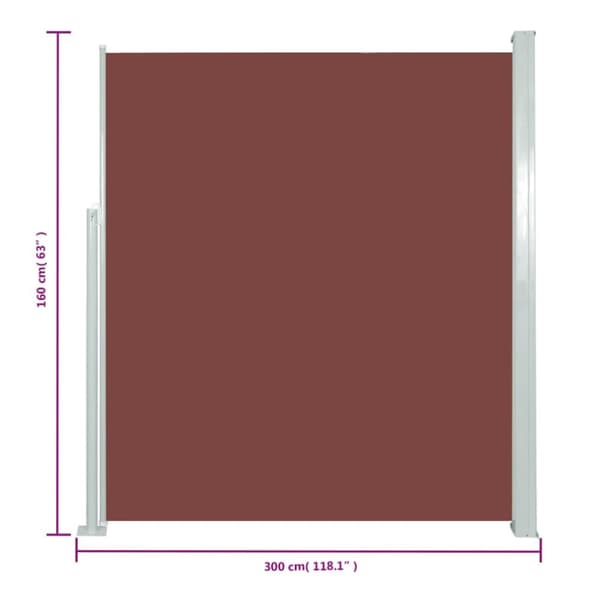 vidaXL Sisäänvedettävä terassin sivumarkiisi 160x300 cm ruskea - Päivän- & aurinkovarjot