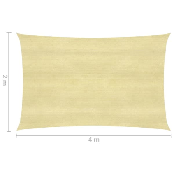 vidaXL Solsejl HDPE rektangulær 2x4 m beige - Parasoller og solskærme