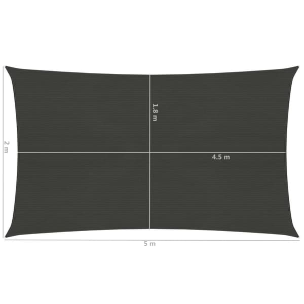 vidaXL Solsegel 160 g/m² antracit 2x5 m HDPE -  Parasoll & solskydd