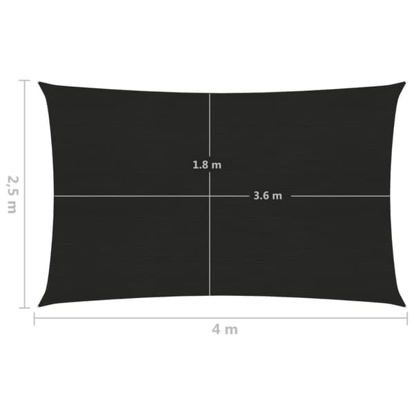 vidaXL solsejl 2,5x4 m 160 g/m² HDPE sort - Parasoller og solskærme