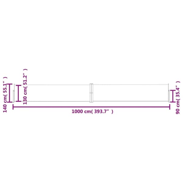vidaXL Infällbar sidomarkis brun 140x1000 cm - Parasoll & solskydd