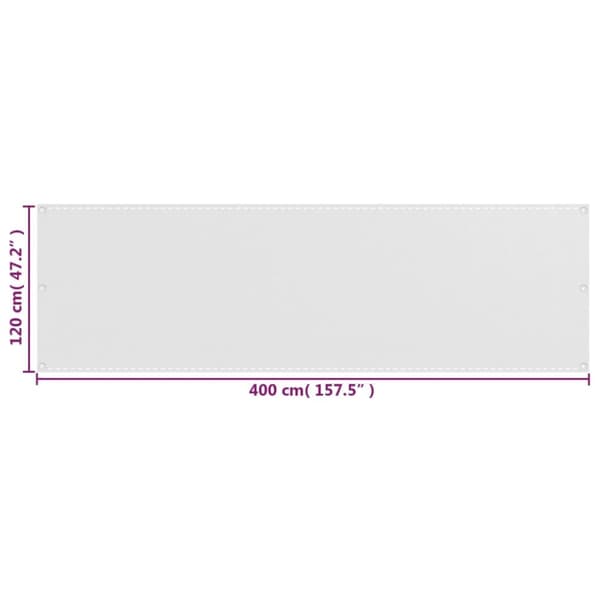 vidaXL Parvekkeen suoja valkoinen 120x400 cm HDPE -  Päivän- & aurinkovarjot