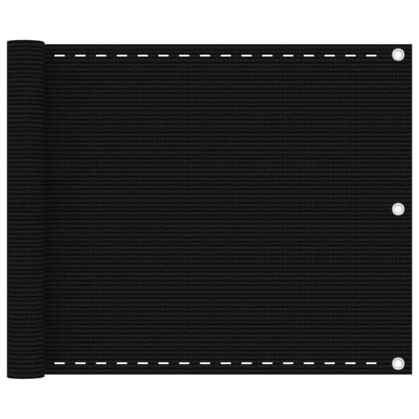 vidaXL Parvekkeen suoja musta 75x500 cm HDPE -  Päivän- & aurinkovarjot