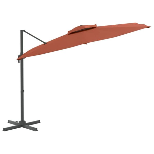 vidaXL Riippuva kaksois-aurinkovarjo terrakotta 400x300 cm - Päivän- & aurinkovarjot
