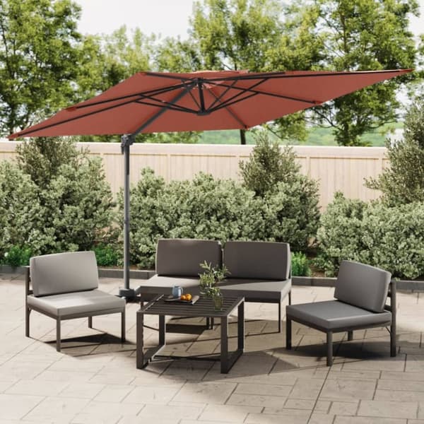 vidaXL Riippuva kaksois-aurinkovarjo terrakotta 400x300 cm - Päivän- & aurinkovarjot