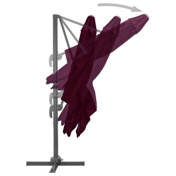 vidaXL hængeparasol med aluminiumsstang 300x300 cm bordeauxfarvet - Parasoller og solskærme