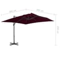 Miniatyrbillede 9 af 9: vidaXL hængeparasol med aluminiumsstang 300x300 cm bordeauxfarvet -  Parasoller og solskærme