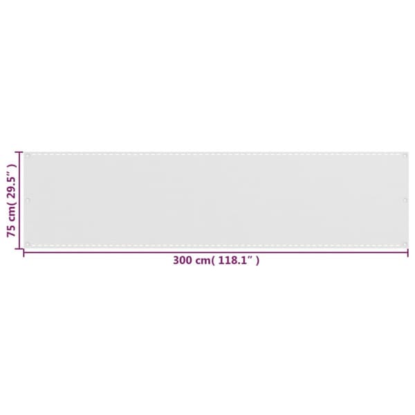 vidaXL Balkongskärm vit 75x300 cm HDPE - Parasoll & solskydd