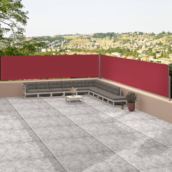 vidaXL Infällbar sidomarkis röd 117x1200 cm -  Parasoll & solskydd