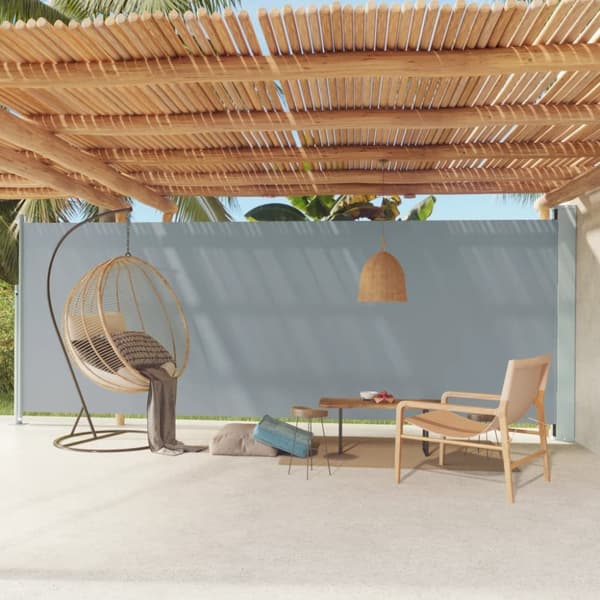 vidaXL Terassin sisäänvedettävä sivumarkiisi 200x600 cm harmaa -  Päivän- & aurinkovarjot