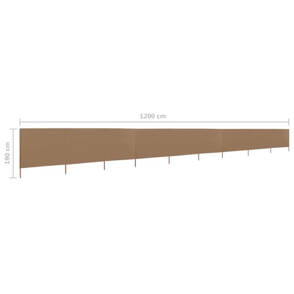 vidaXL Vindskydd 9 paneler tyg 1200x160 cm taupe - Parasoll & solskydd
