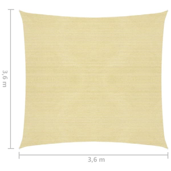 vidaXL Solskärmssegel HDPE kvadratiskt 3,6 x 3,6 m beige -  Parasoll & solskydd