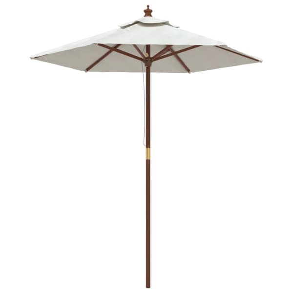 vidaXL Parasoll med trästång 196x231 cm sandvit -  Parasoll & solskydd