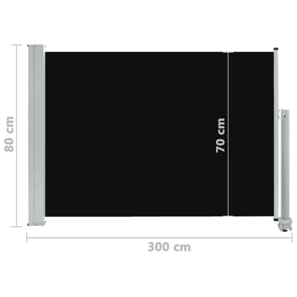 vidaXL Infällbar sidomarkis 80x300 cm svart - Parasoll & solskydd