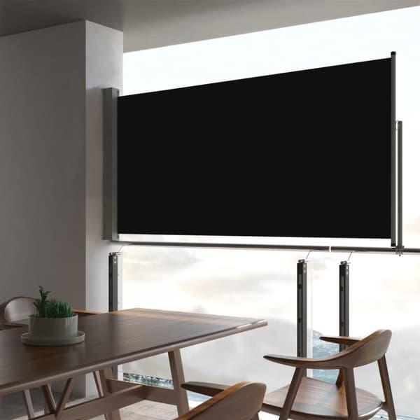 vidaXL Infällbar sidomarkis 80x300 cm svart - Parasoll & solskydd