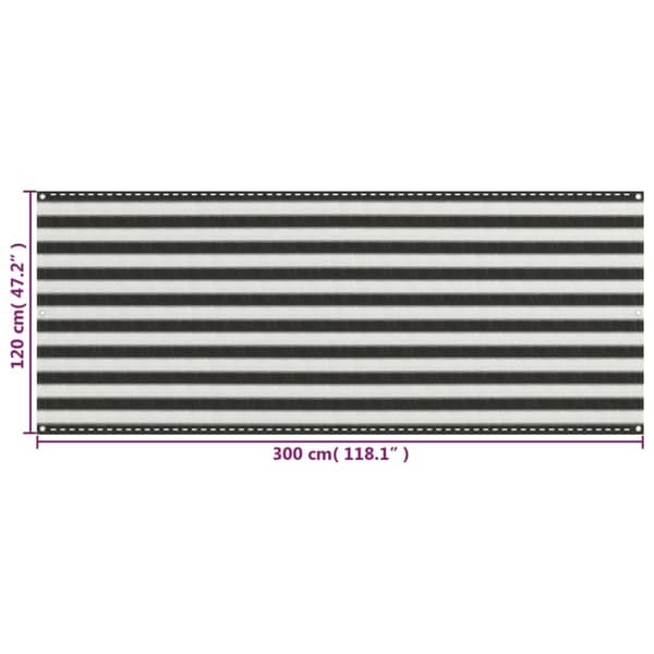 vidaXL Parvekkeen suoja HDPE 120x300 cm antrasiitti ja valkoinen - Päivän- & aurinkovarjot