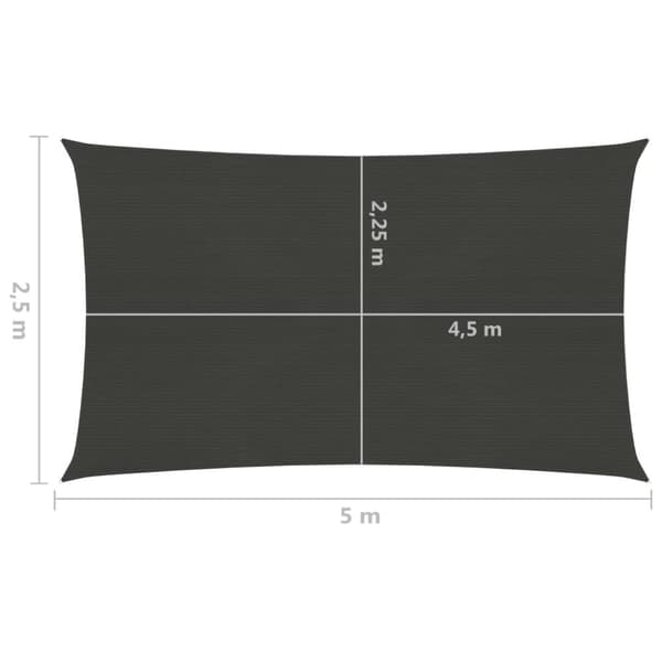 vidaXL Aurinkopurje 160 g/m² antrasiitti 2,5x5 m HDPE - Päivän- & aurinkovarjot