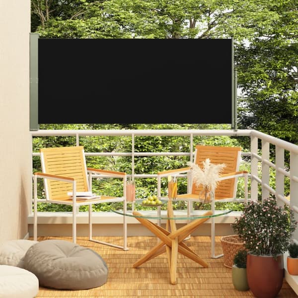 vidaXL Sisäänvedettävä terassin sivumarkiisi 160x300 cm musta -  Päivän- & aurinkovarjot