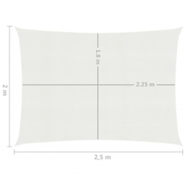 vidaXL Aurinkopurje 160 g/m² valkoinen 2x2,5 m HDPE - Päivän- & aurinkovarjot