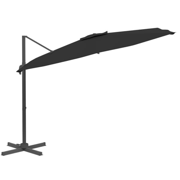 vidaXL hængeparasol med LED-lys 400x300 cm sort - Parasoller og solskærme