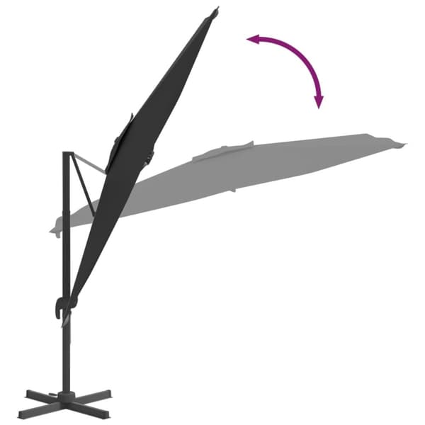 vidaXL hængeparasol med LED-lys 400x300 cm sort -  Parasoller og solskærme