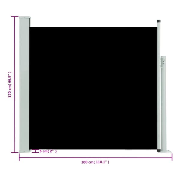 vidaXL Infällbar sidomarkis 170x300 cm svart - Parasoll & solskydd