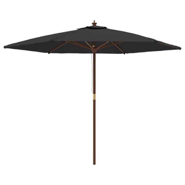 vidaXL Puutarhan aurinkovarjo puutolppa musta 299x240 cm - Päivän- & aurinkovarjot