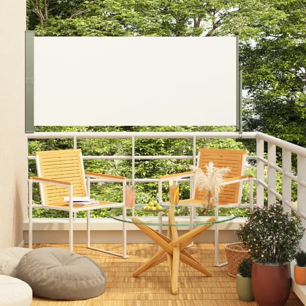 vidaXL sammenrullelig sidemarkise til terrassen 140x300 cm cremefarvet -  Parasoller og solskærme