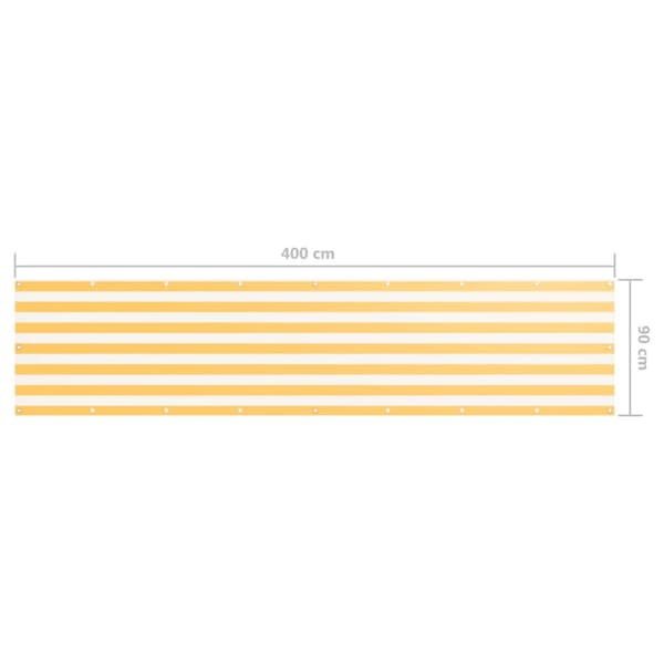 vidaXL Parvekkeen suoja valkoinen ja keltainen 90x400 cm Oxford kangas -  Päivän- & aurinkovarjot