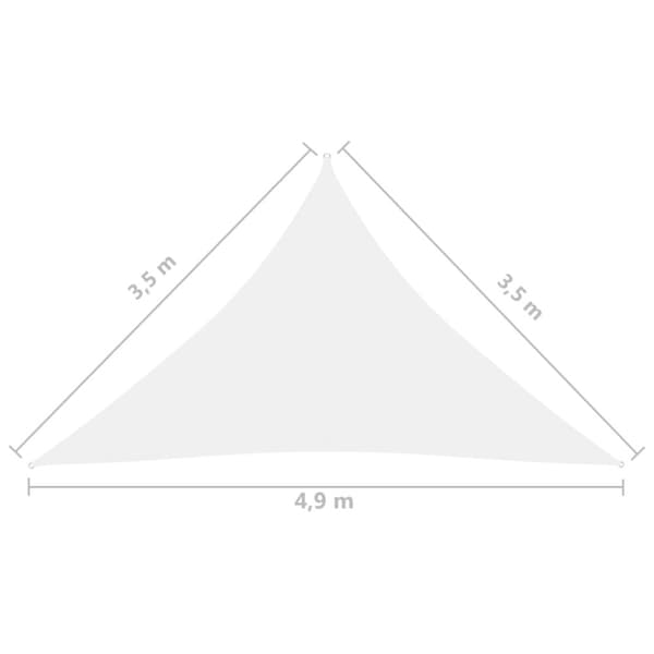 vidaXL Aurinkopurje Oxford-kangas kolmio 3,5x3,5x4,9 m valkoinen -  Päivän- & aurinkovarjot