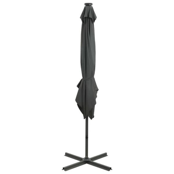 vidaXL Riippuva aurinkovarjo tangolla ja LED-valoilla antras. 250 cm - Päivän- & aurinkovarjot