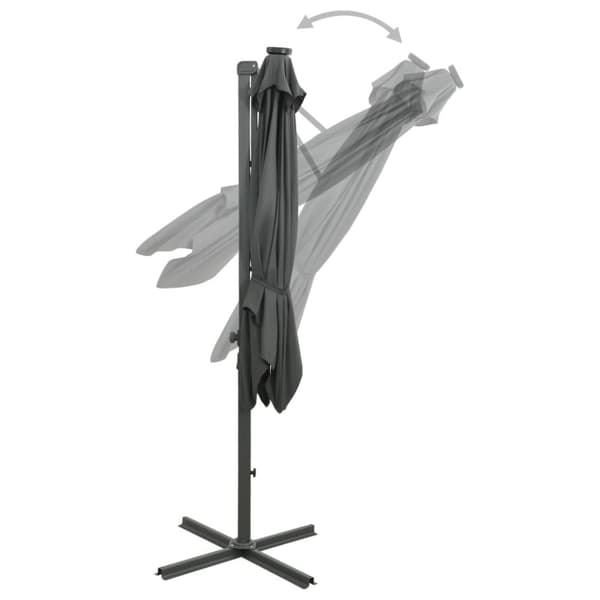 vidaXL Riippuva aurinkovarjo tangolla ja LED-valoilla antras. 250 cm - Päivän- & aurinkovarjot