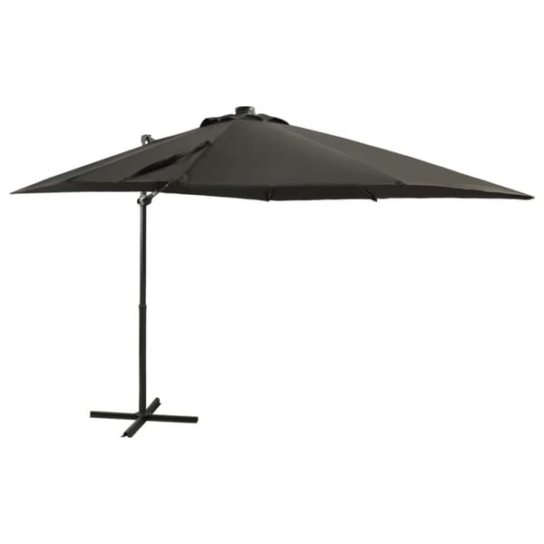 vidaXL Riippuva aurinkovarjo tangolla ja LED-valoilla antras. 250 cm -  Päivän- & aurinkovarjot