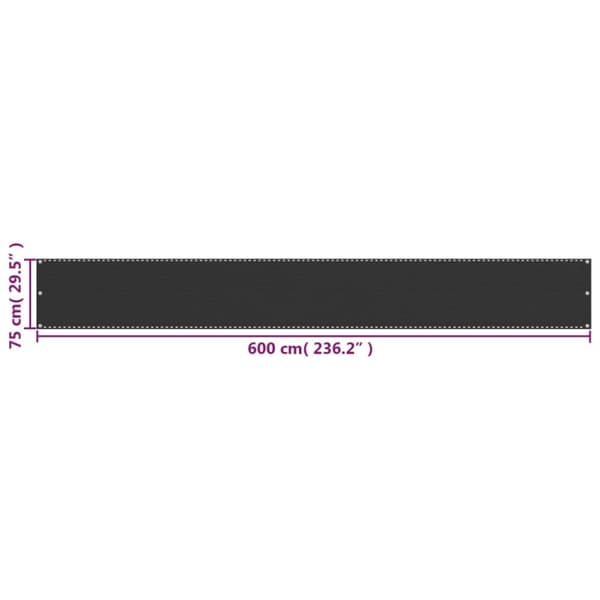 vidaXL Parvekkeen Suoja HDPE 75x600 cm Antrasiitti - Päivän- & aurinkovarjot