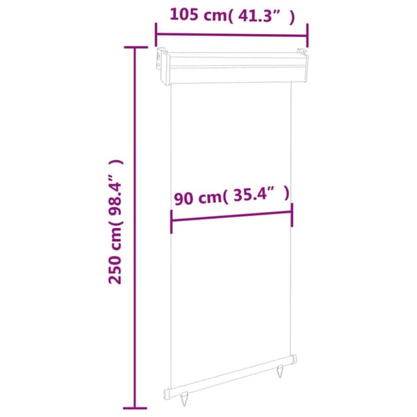 vidaXL sidemarkise til altan 105x250 cm brun -  Parasoller og solskærme