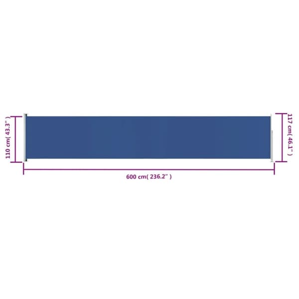 vidaXL Sisäänvedettävä terassin sivumarkiisi 117x600 cm sininen -  Päivän- & aurinkovarjot