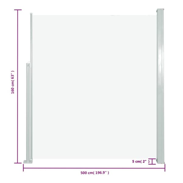 vidaXL Infällbar sidomarkis 160 x 500 cm gräddvit - Parasoll & solskydd