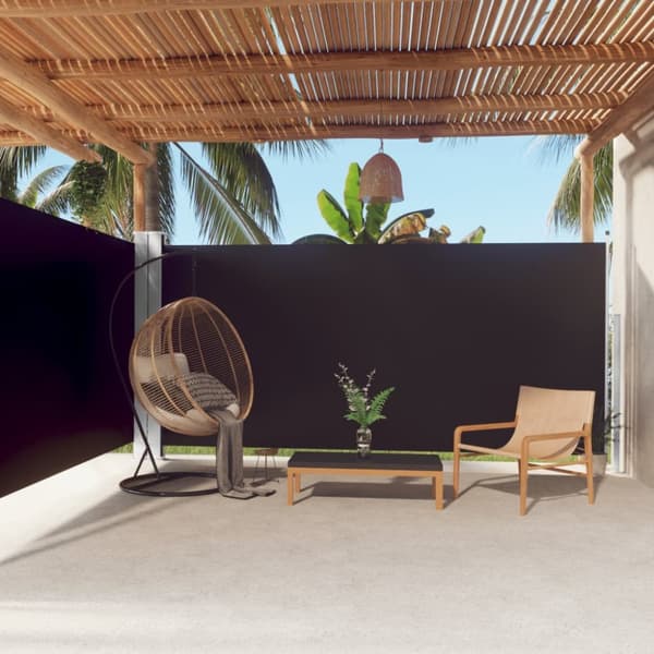 vidaXL Infällbar sidomarkis 180x600 cm svart - Parasoll & solskydd