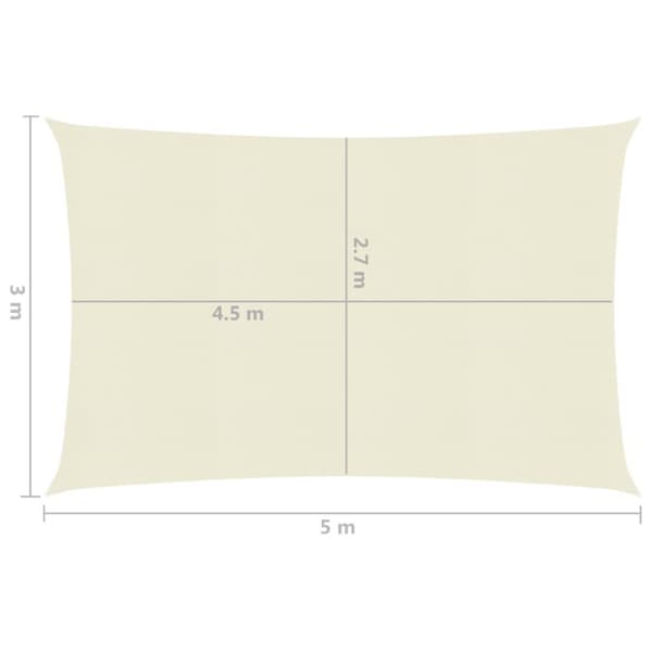 vidaXL Solsegel 160 g/m² gräddvit 3x5 m HDPE - Parasoll & solskydd