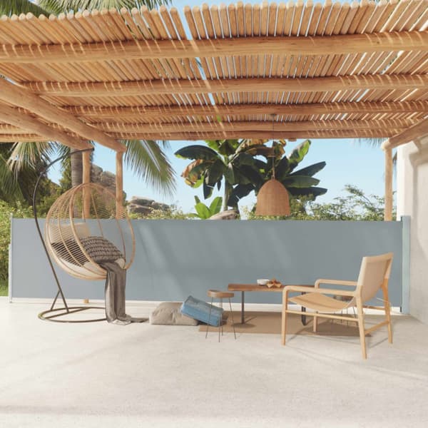 vidaXL Infällbar sidomarkis 117x600 cm grå -  Parasoll & solskydd